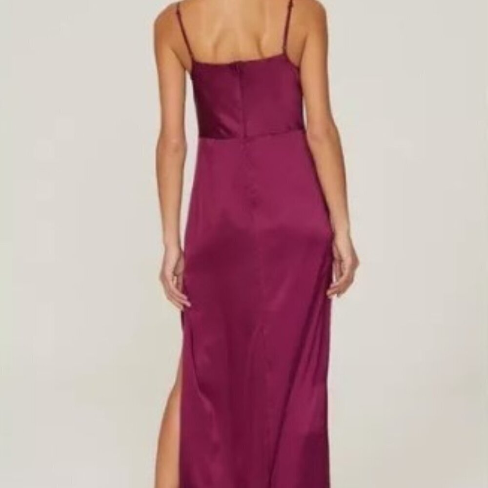 Hutch Anthropologie BHLDN 6 Cowl Neck Slit Satin Maxi Dress Cocktail Purple - Picture 7 of 7
